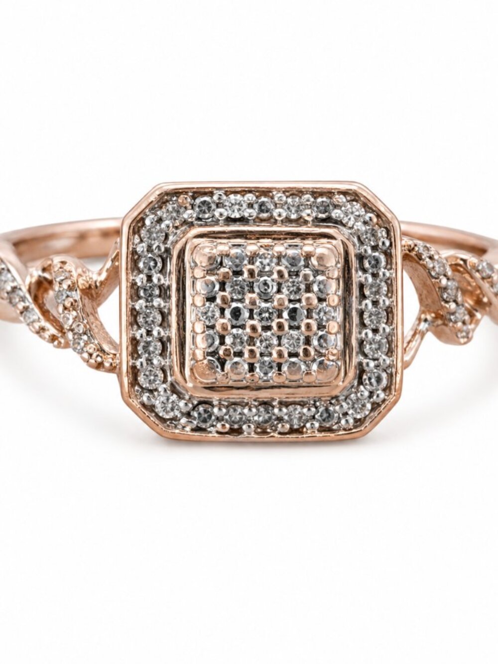 10K Rose Gold Diamond Cluster Ring Size 7.25